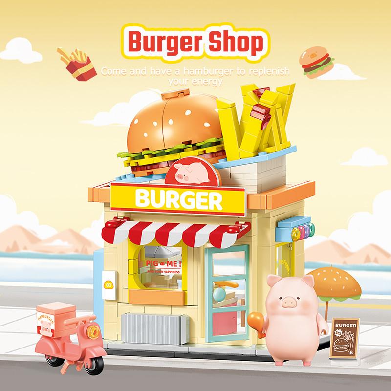 Non-Toxic Sembo City Streetscape Assemblage Building Blocks Dessert Burger Flower Shop Model Bricks Children Toys Kids Birthday Holiday Gifts