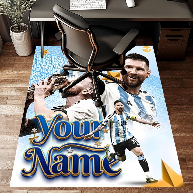 M-Messi Design Area Rug Personalized Name- Non-Slip, Soft & Cozy Floor Mat for Living Room, Office - Indoor/Outdoor Carpet