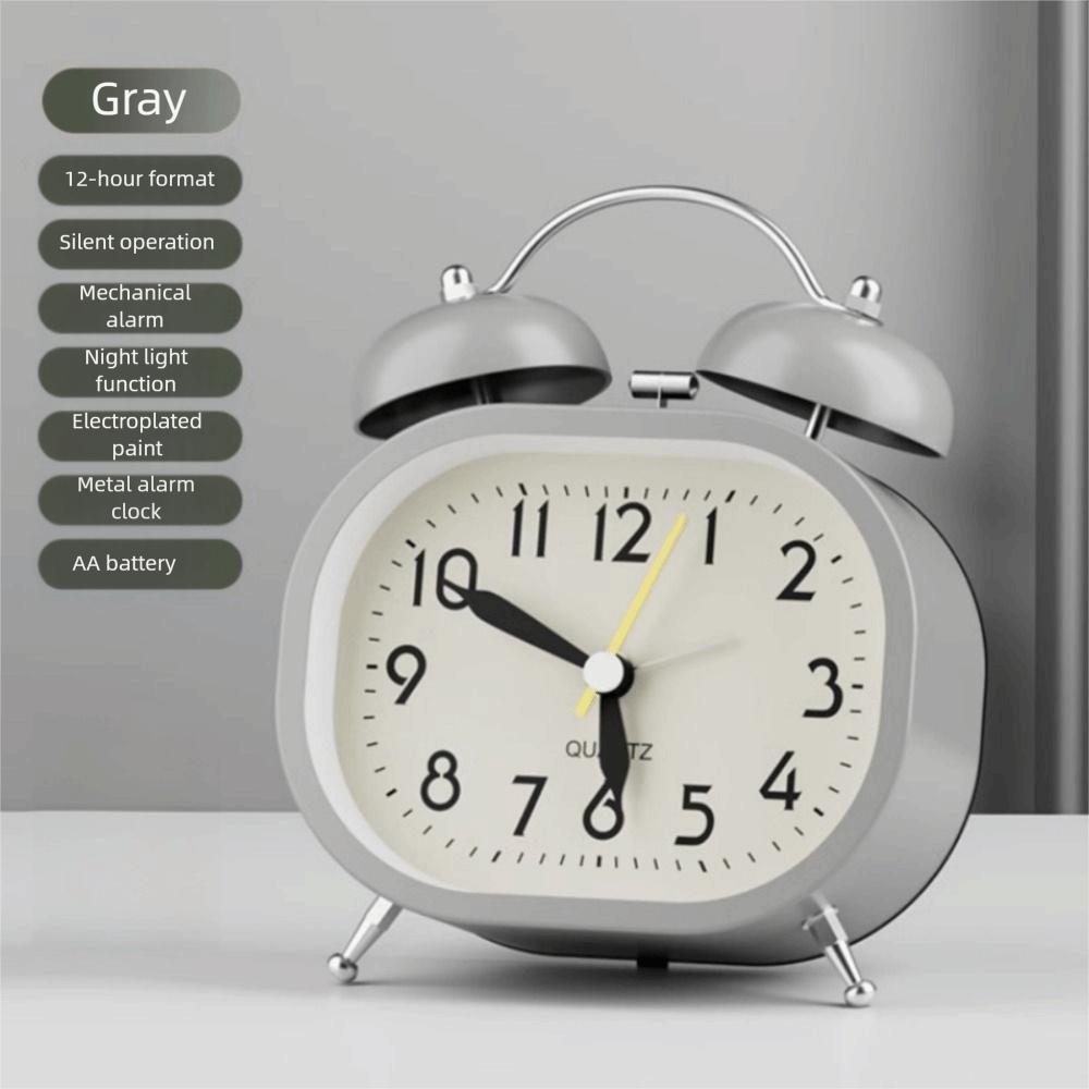 Metal Design Metal Alarm Clock Silent Operation Mechanical Clock  Deep Sleepers