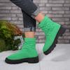 Fashion New Women Luxury Brand Plus Size Women's Boots Socks Shoes Women's Thick Bottom Casual Knitted Ankle Boots Size 36-43