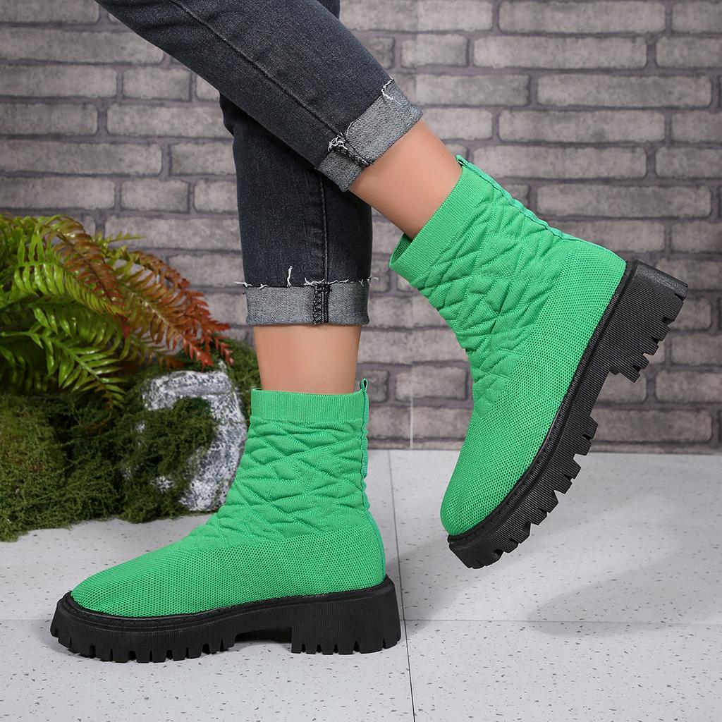Fashion New Women Luxury Brand Plus Size Women's Boots Socks Shoes Women's Thick Bottom Casual Knitted Ankle Boots Size 36-43