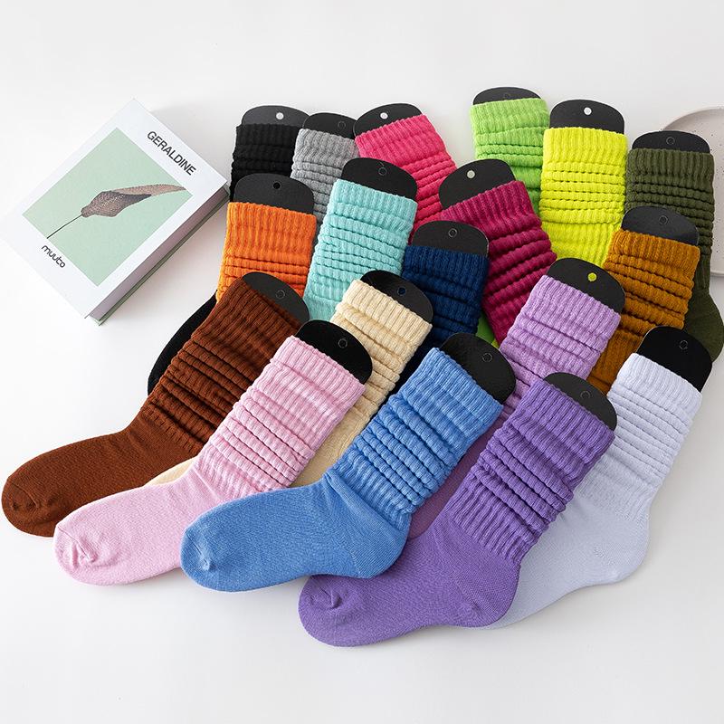 SYVISS Unisex Solid Color Scrunch Socks - Long Warm Leg Warmers, Slouch & Bubble Styles for Men and Women.