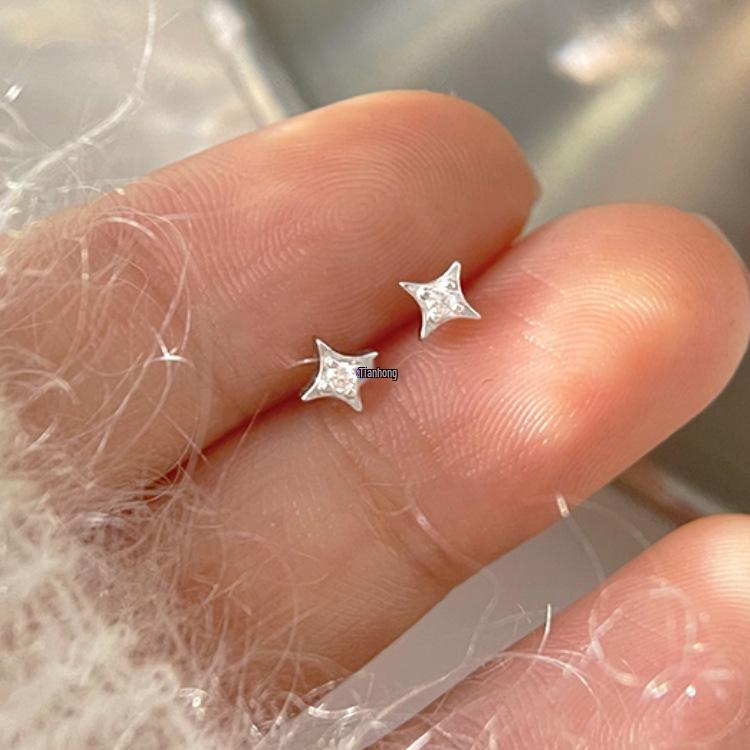 925 Sterling Silver Star Cubic Zirconia Earrings for Women - Comfortable for Sleeping, Perfect Student Accessory.
