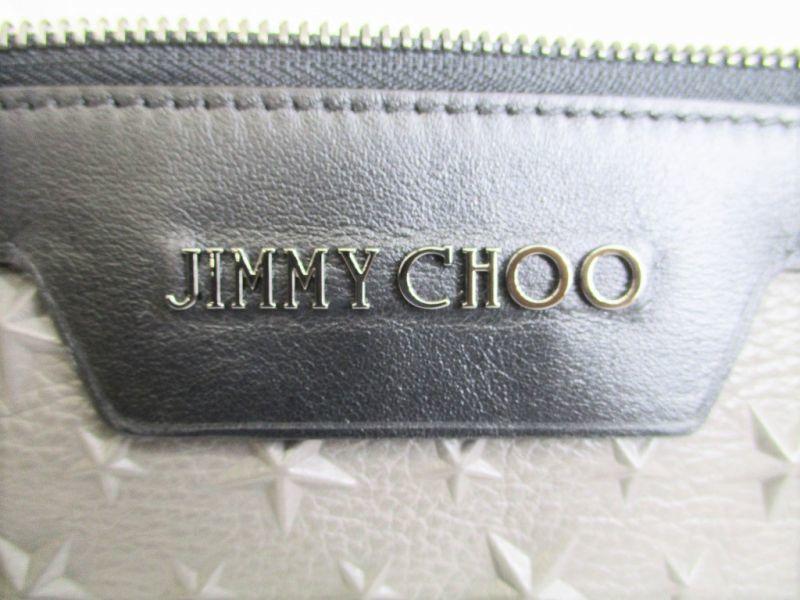 Authentische Jimmy Choo geprägte Sterne grau und schwarz Leder Clutch #8059 generalüberholt