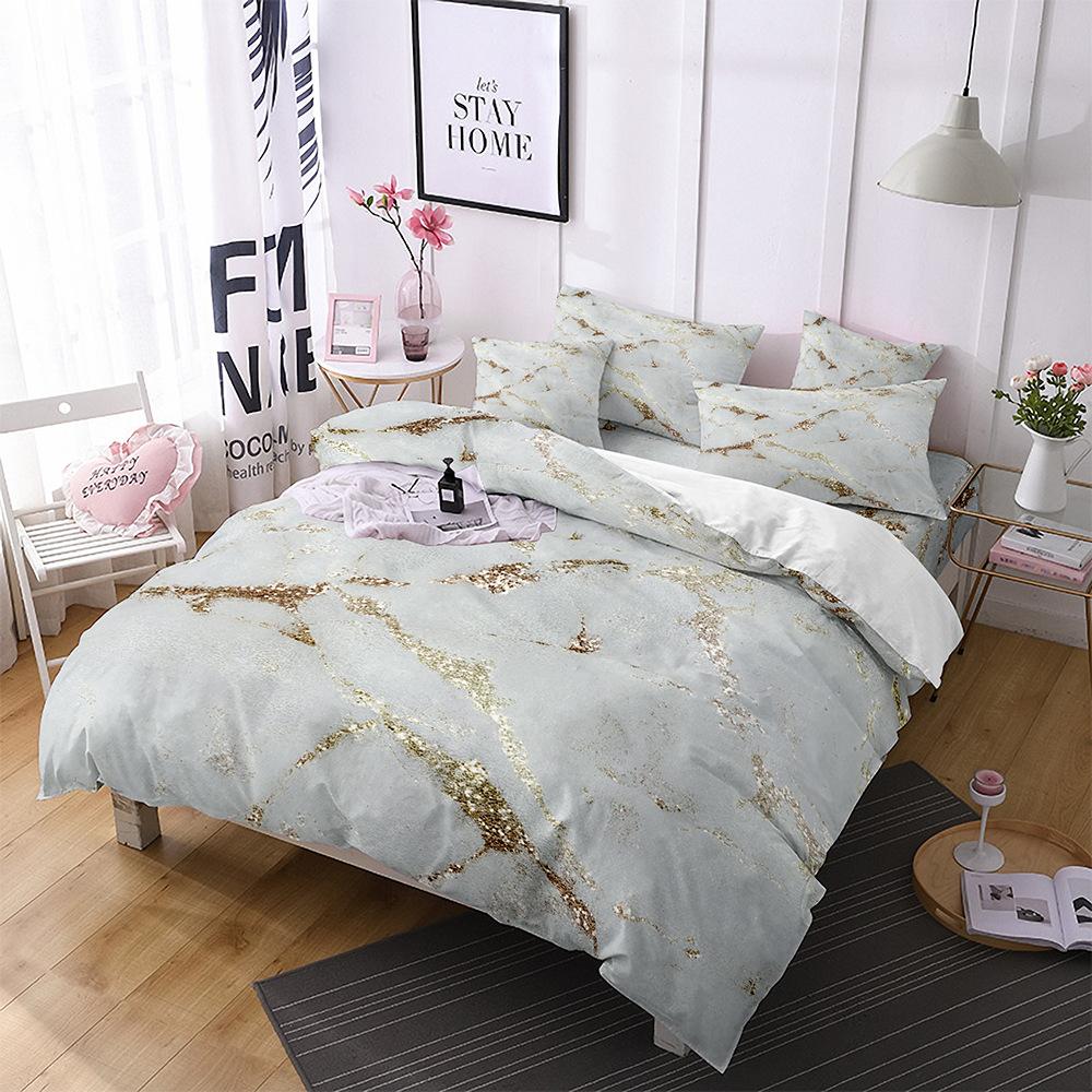 Marmor Bettbezug Set Queen Grün Gold Glitzer Bettwäsche Set Polyester Batik Fluid Magma Abstrakte Kunst Hipster Twin Bettdeckenbezug