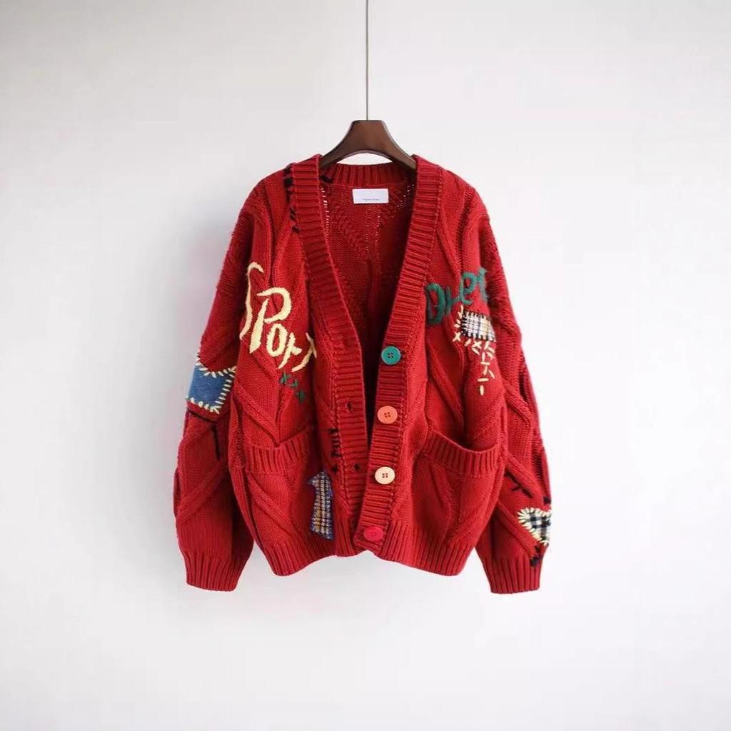 Trendy Women's Embroidered Letter Design Cardigan Sweater - Autumn/Winter 2025 Collection