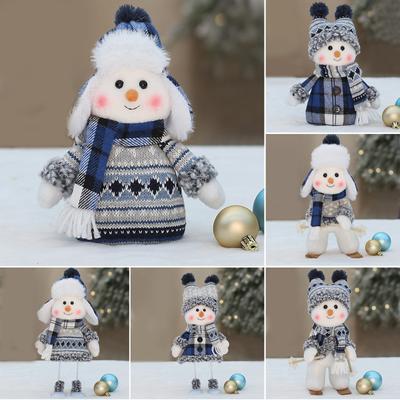 Weihnachtsdekoration, blaue Stoffpuppe, süße Skischaukel, Schneemann-Dekoration, Weihnachtsbaumschmuck, schwankender Christbaumschmuck