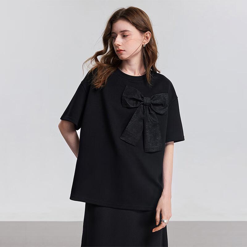 Women's Oversize Round Neck Bowknot T-Shirt