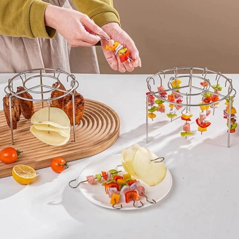 Space Saving Grill Detachable Vertical Barbecue Skewer Bracket Baking Needle Practical BBQ Tool Air Fryers Accessories