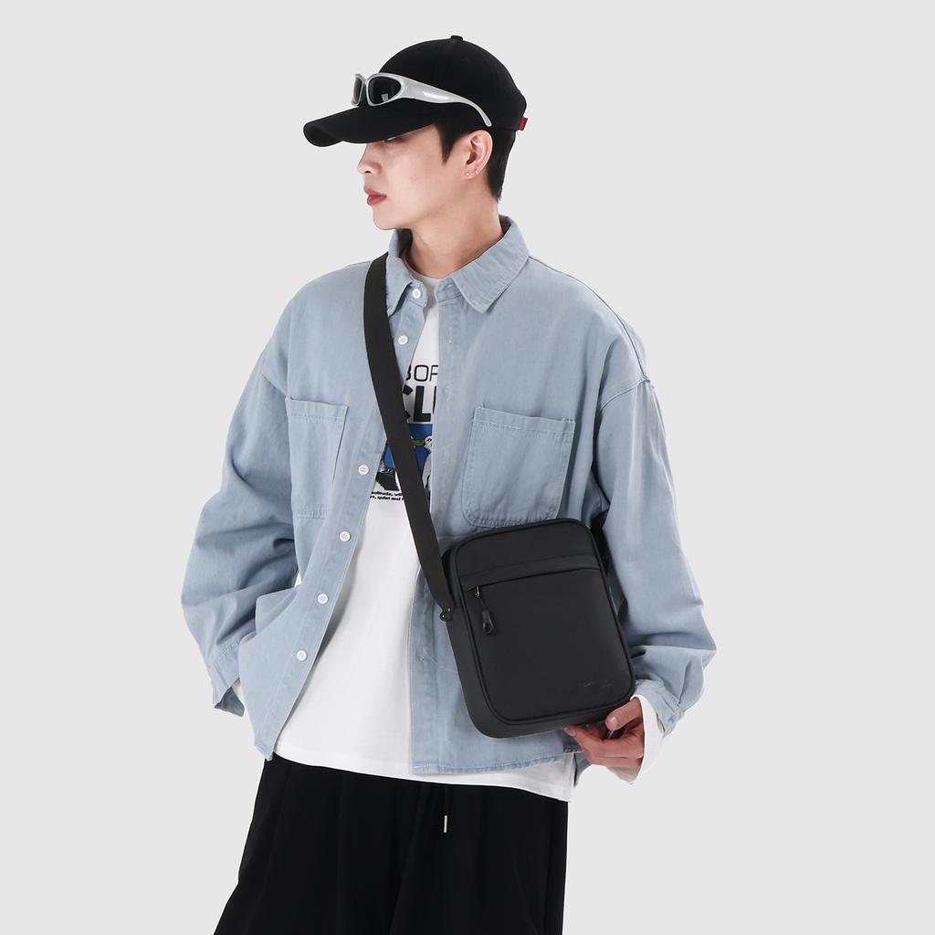 Unisex Lightweight Crossbody Bag – Solid Color Small Shoulder Sling with Phone Pocket for Everyday Carry