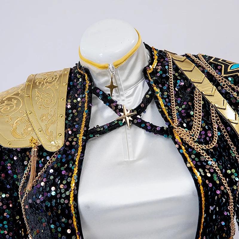 Costume Cosplay Rumi di Halloween Parrucca Cappotto Nero Completo da Canto Costume per Promozione Canzone Donna