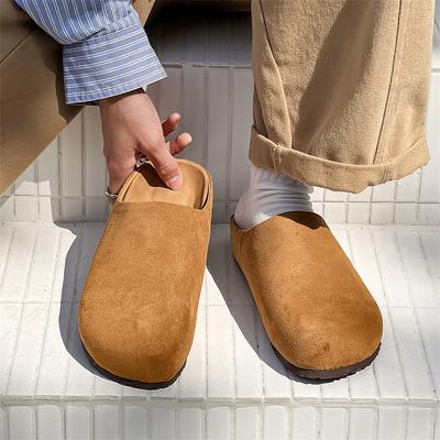 Spring New Niche Leather Round Head Retro One-pedal Lazy Bag Head Half-drag Muller Slippers Men 24158-X
