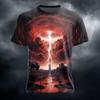 Men's Lightning 3D T Shirt Short Sleeve T shirt 3D Print Crew Neck Shirt Exaggerated Designer Casual Daily Club Blue Yellow Red