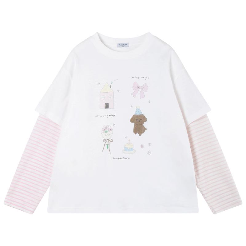 

Mucmukn Girls Spring Faux Two-Piece T-Shirt 130