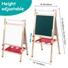 Kids Easel, Toddlers Art Easel, Wooden Kid Easel with Paper Roll, Height Adjustable Magnetic Double Sided Easel, Kids Dry Erase Board