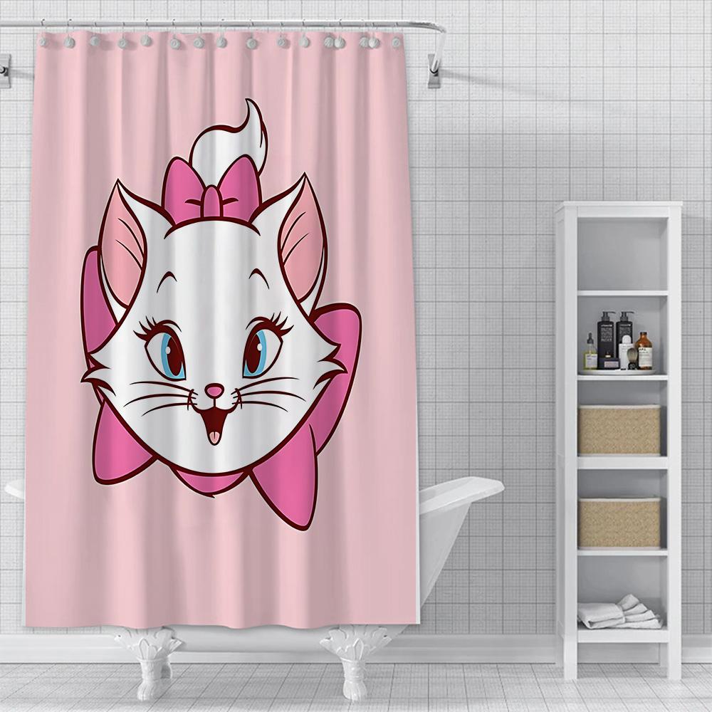 Shower Curtain Waterproof Polyester Fabric Paint Colorful Bath Disneys Marie Cat Curtains Home Bathroom Decor Curtain With Hook