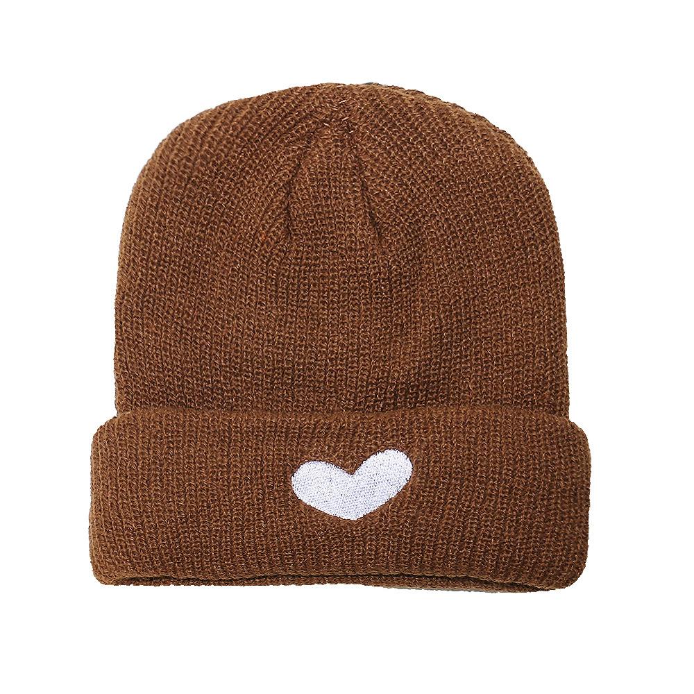 Autumn and winter hats for women, Korean version of versatile pullover wool hat, winter warm and cold-proof headgear, love knitted hats for men 