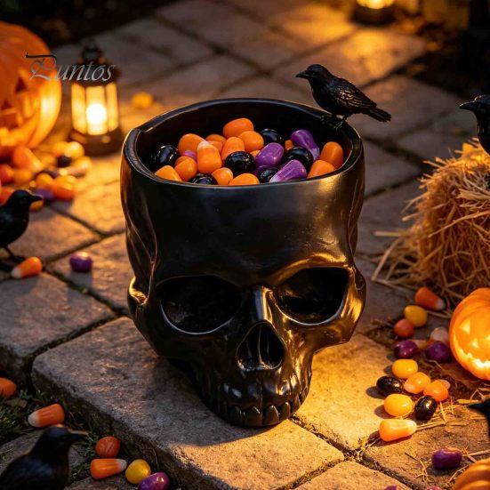 Unique Gothic Gifts Skull Planter, Resin Head Flower Pot, Halloween Candy Bowl, Spooky Beauty Store Display Props Decoration for Tabletop Home