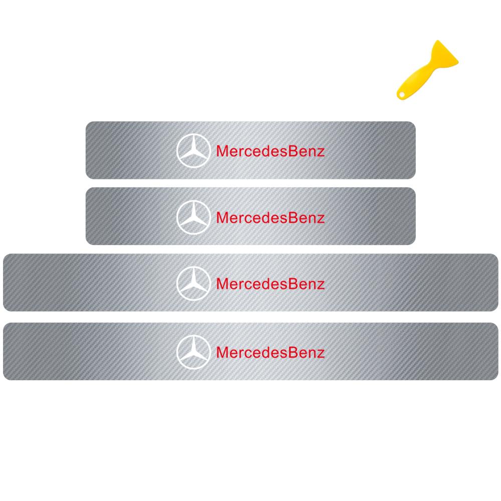 MITV3 4pcs Car Door Sill Anti-Scratch Guard Sticker For Mercedes Benz W203 W206 W212 W167 W166 W247 C E GLA GLC GLE AMG Accessories