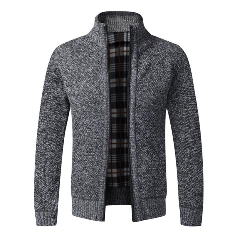 Jesienno-zimowa nowa męska kurtka Slim Fit stójka z zamkiem błyskawicznym kurtka męska solidna bawełniana gruby ciepły sweter