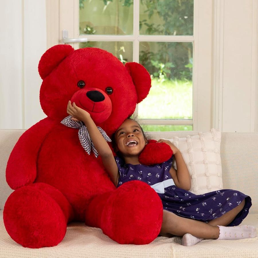 55 Inches Life Dimension Large Plush Stuffed Animal Red Teddy Bear Cute Plus Gentle Present Designed for Xmas Valentine Birth Date or Extended Dis