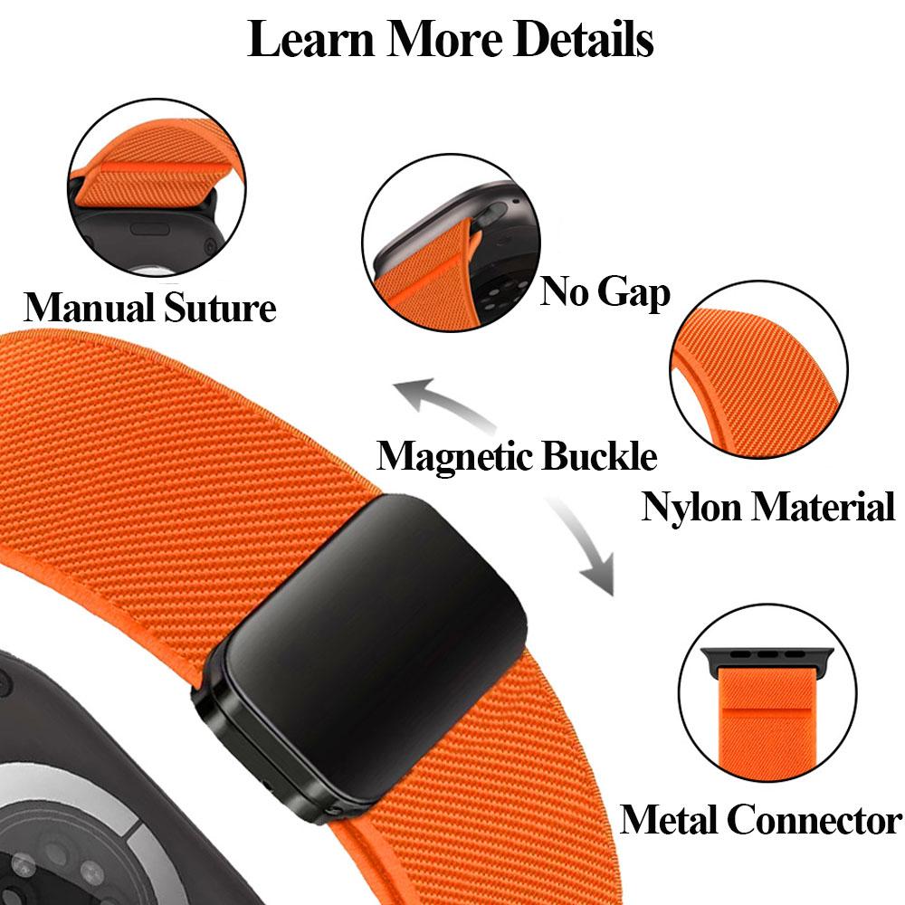 Nylon Loop Strap For Apple Watch Ultra 3/2/1 49mm 11 10 46mm 42mm Magnetic Bracelet iWatch 9 8 7 6 5 4 SE 45mm 44mm 41/40mm Band