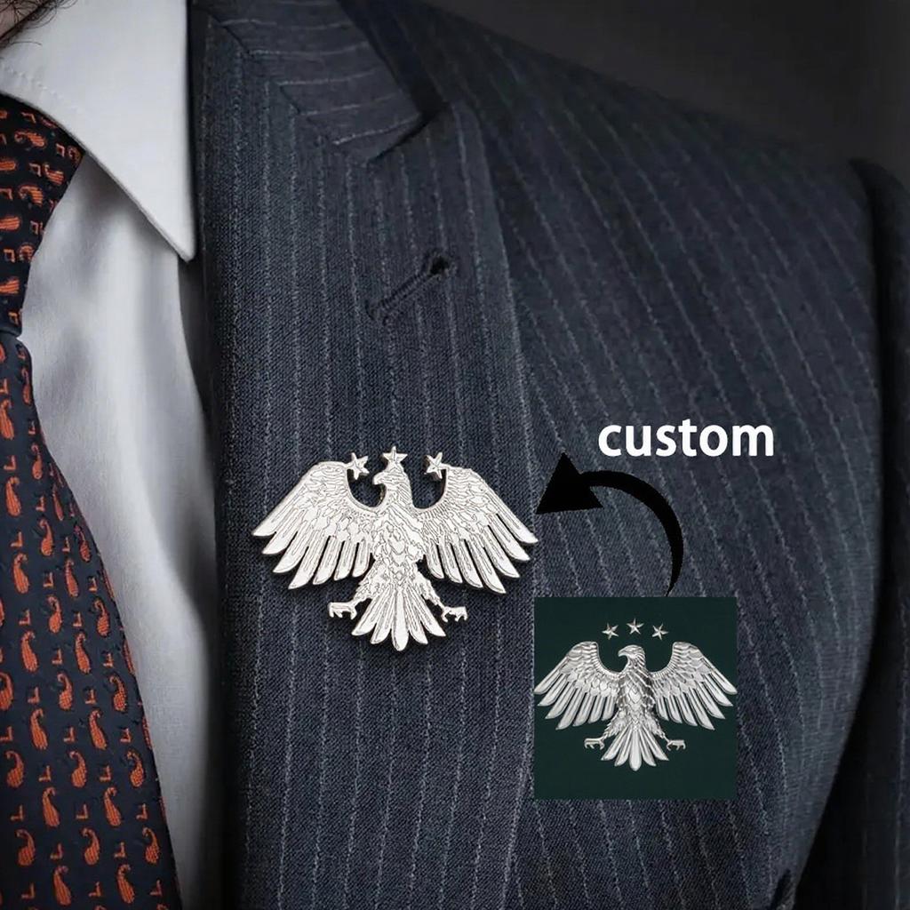 Custom Eagle Brooches For Men Personalization Any Logo Emblem Brooch Gold Color Stainless Steel Decorative Jewelry Birthday Gift