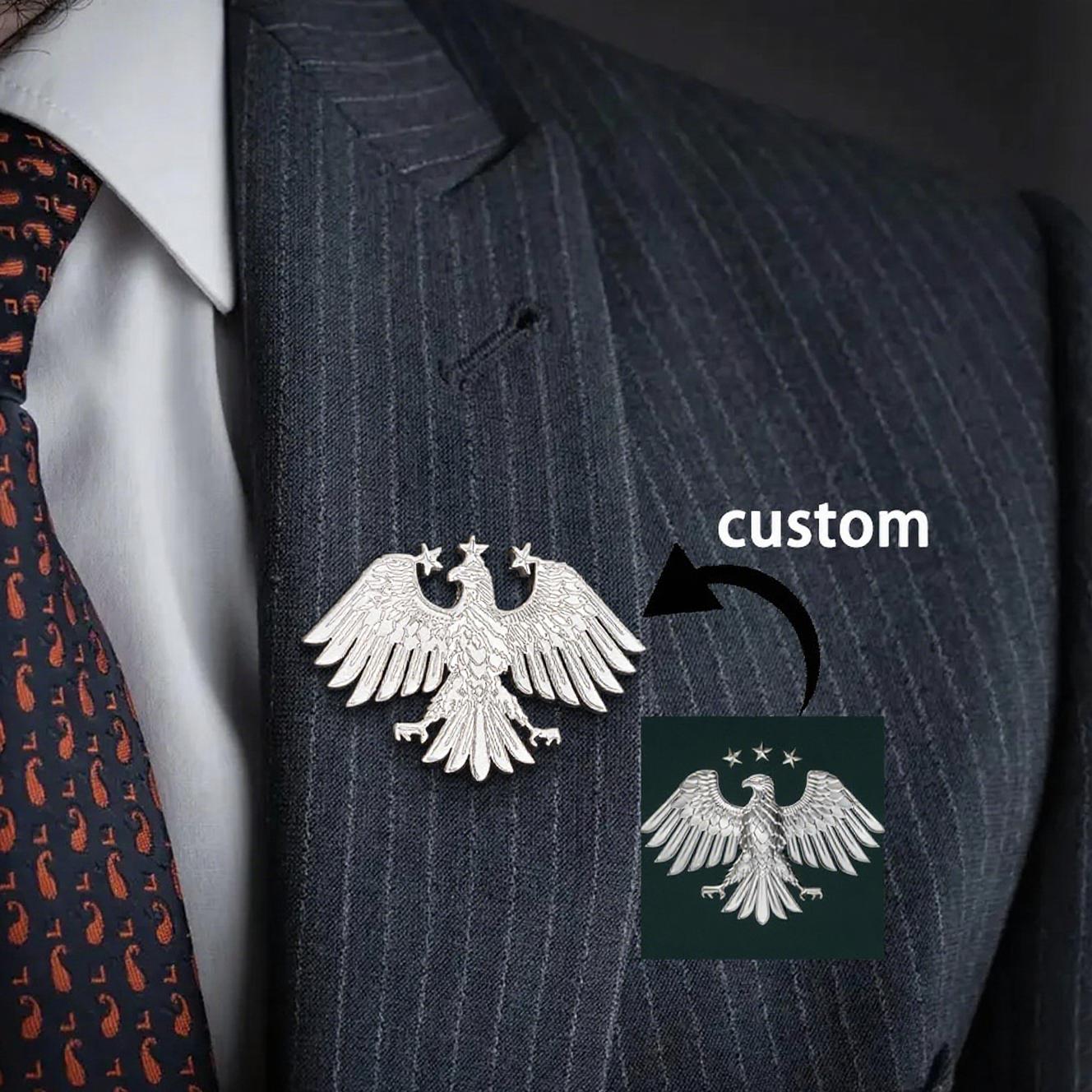 

Custom Eagle Brooches For Men Personalization Any Logo Emblem Brooch Gold Color Stainless Steel Decorative Jewelry Birthday Gift