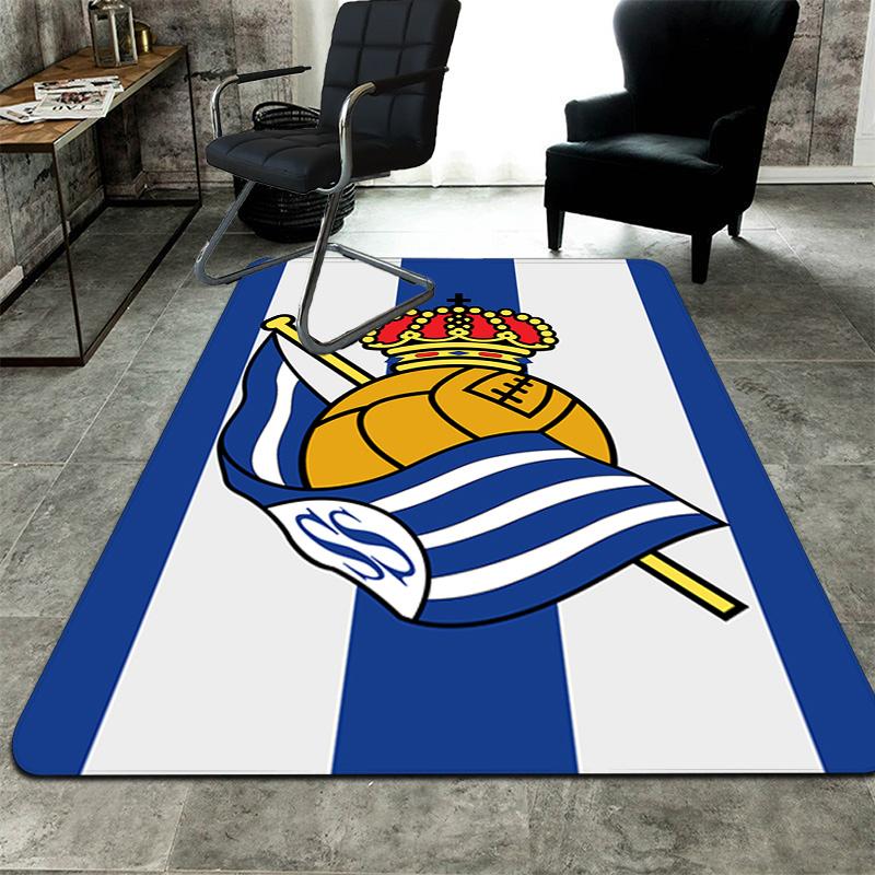 Real Sociedad Pattern Rug Floor Mat for Living Room or Bedroom Soft and Comfortable Carpet a Gift for Birthday and Holiday.