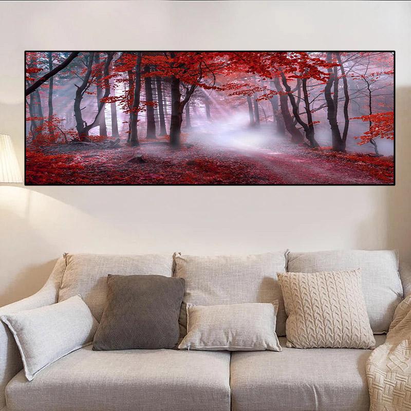 Landschaft Sonnenlicht Grüne Bäume Blätter Wald Leinwand Malerei Natur Poster und Drucke Wand Kunst Bilder Home Decor Kein Rahmen