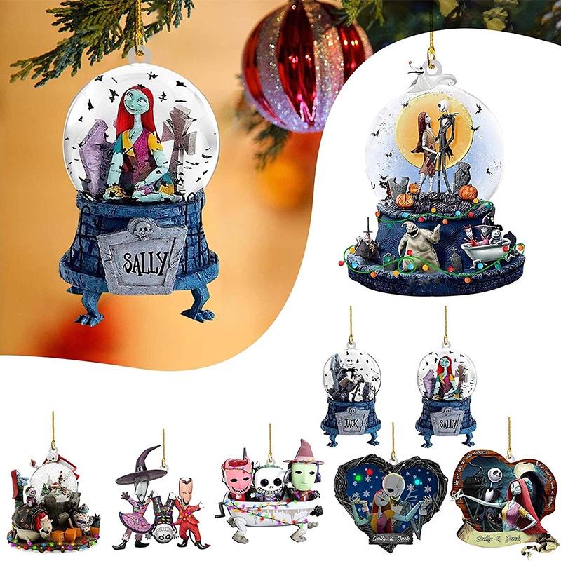 Nightmare Before Christmas Jack Sally Xmas Tree Acrylic Pendant Decoration