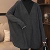 2025 New European-Style Ribbed High Neck Long Sleeve Top for Women - Loose, Slimming Fit