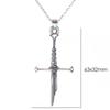 Silver Gothic Warrior Sword Pendant Necklace