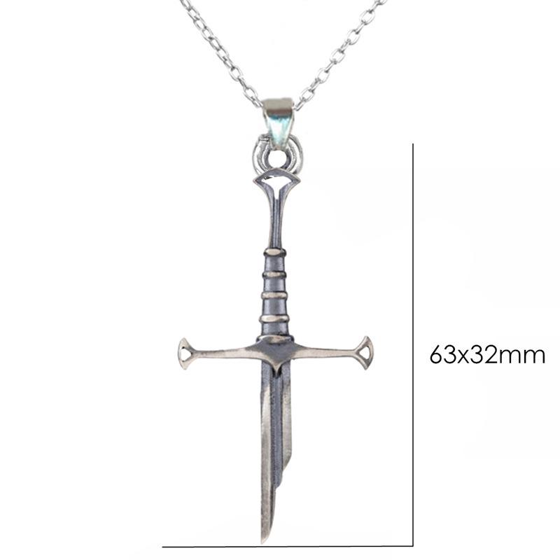 Silver Gothic Warrior Sword Pendant Necklace