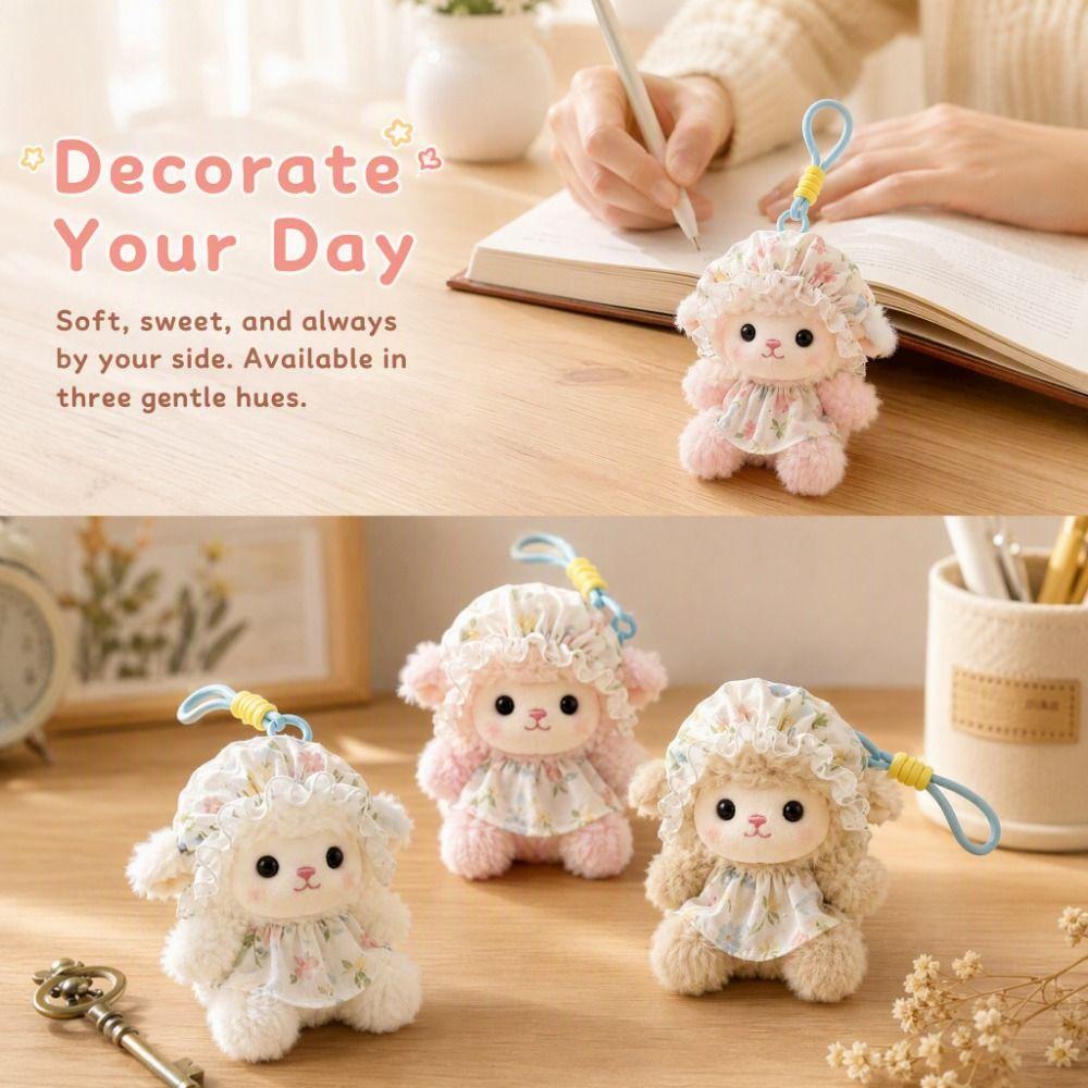 Cartoon Sheep Plush Keychain Soft Lamb Bag Charm Cartoon Animal Stuffed Doll Holiday Gift