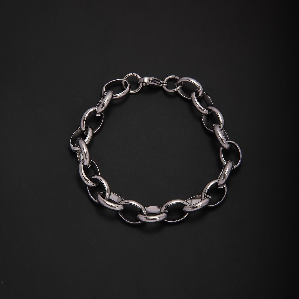 Stainless Steel Men's Polished Embossed Hip Hop Punk Bracelet