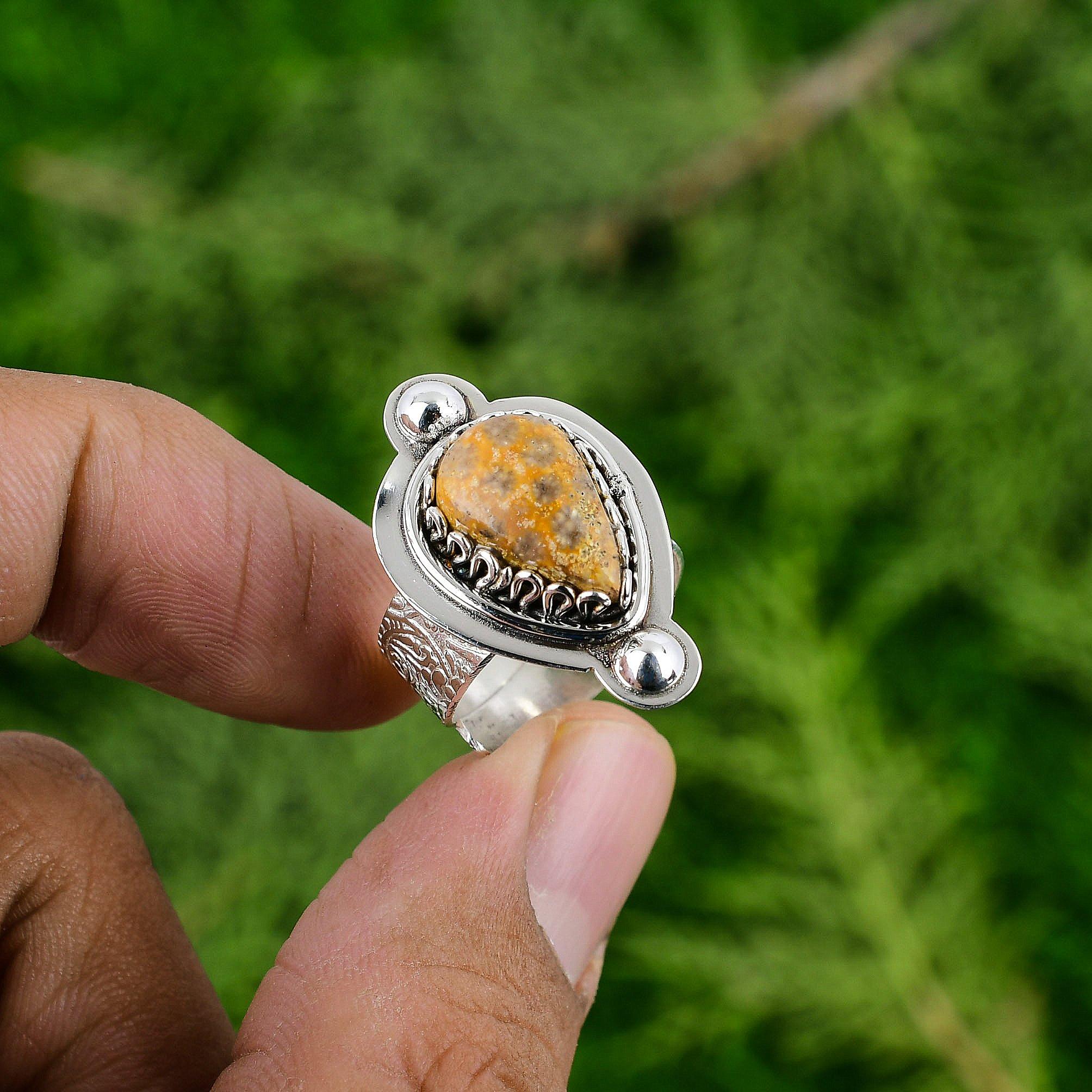 

Gift For Women Statement Adjustable Ring 925 Silver Natural Ocean Jasper Adjustable