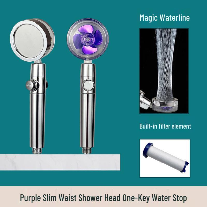 Compact High-Pressure Turbo Shower Head Set with Rain-Effect