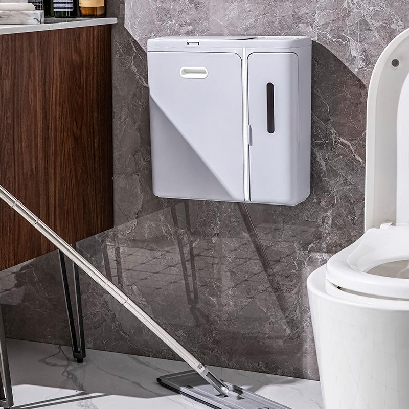 Hanging Trash Can for Kitchen Cabinet Door - Waste Bin with Cover for Bathroom Toilet, Wall Mounted Storage Bucket