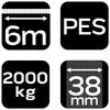 Pas mocujący z grzechotką 38 mm x 6 m, wytrzymujący 2000 kg PES