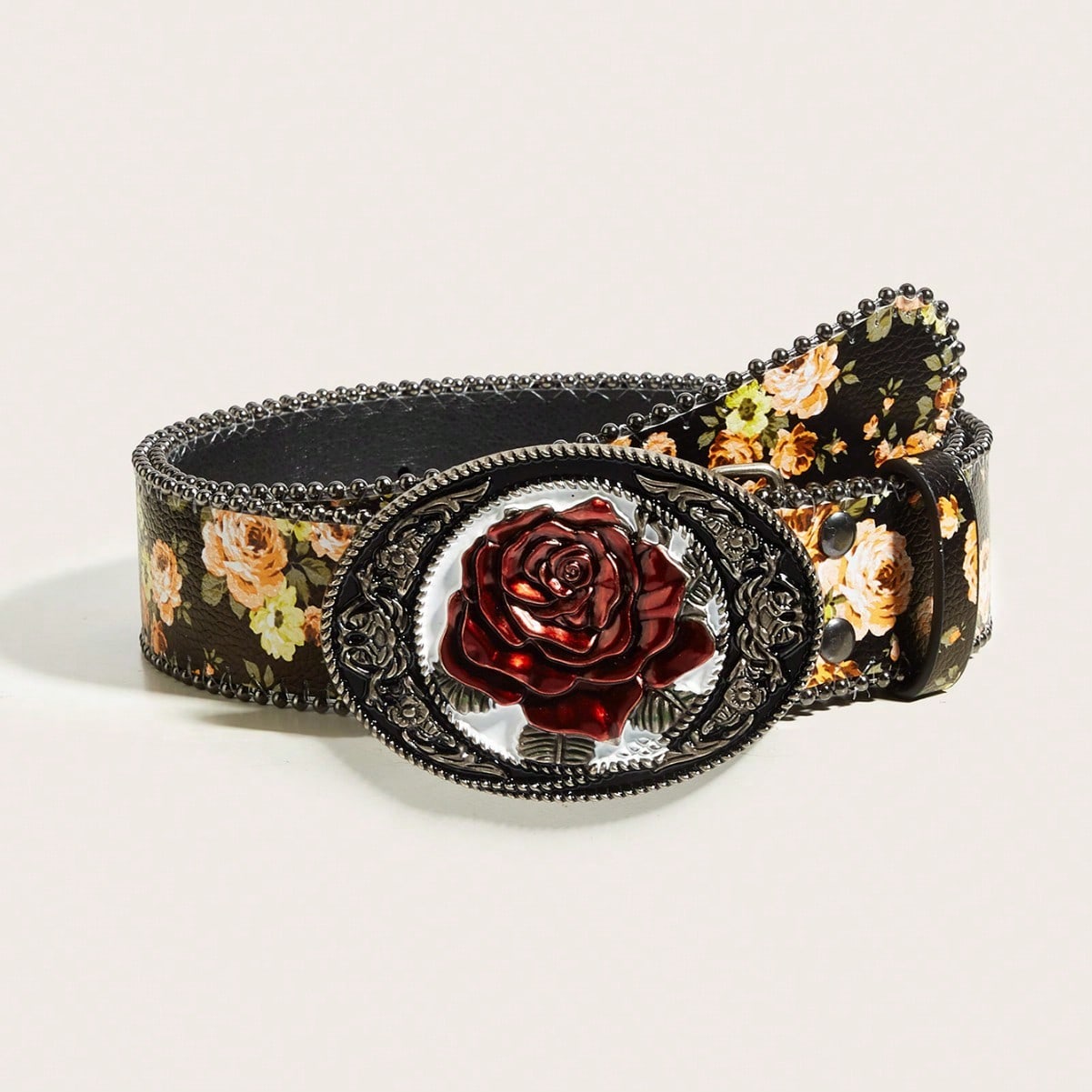 Europese En Amerikaanse Stijl Retro Rozenontwerp, Niche Damesmode Riem AccessoiresEuropese En Amerikaanse Stijl Retro Rozenontwerp, Niche Dames Fash 112cm veelkleurig