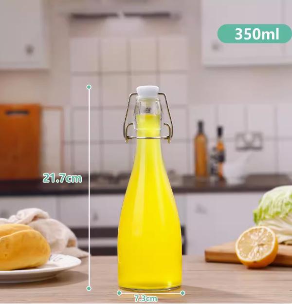 Lock & Lock Transparent Glass Bottle with Square Buckle for Juice, Enzyme, Wine, Homebrew, and Baijiu.