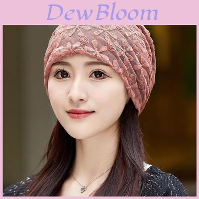 Spring Summer Womens Breathable Cotton Blend Flower Embellished Slouch Hat For Casual Wear