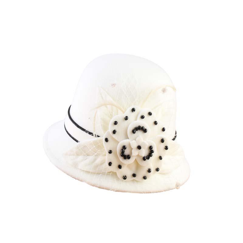 New Hat Ladies Korean Version Bowler Hat Handmade Beaded Woolen Woolen Pot Hat Autumn And Winter Warm Bucket Hat