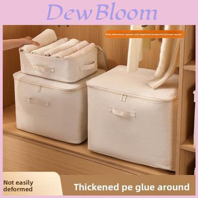 Cotton Linen Storage Bag With Zipper For Bedroom Closet Organization