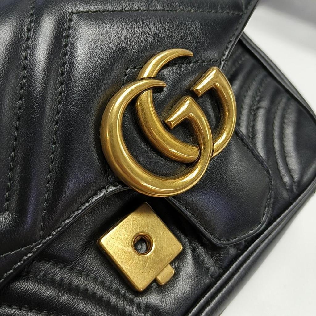 [Pre-Owned] Gucci GG Marmont Matelassé Mini Bag 'Black' - Good #1HCDBES