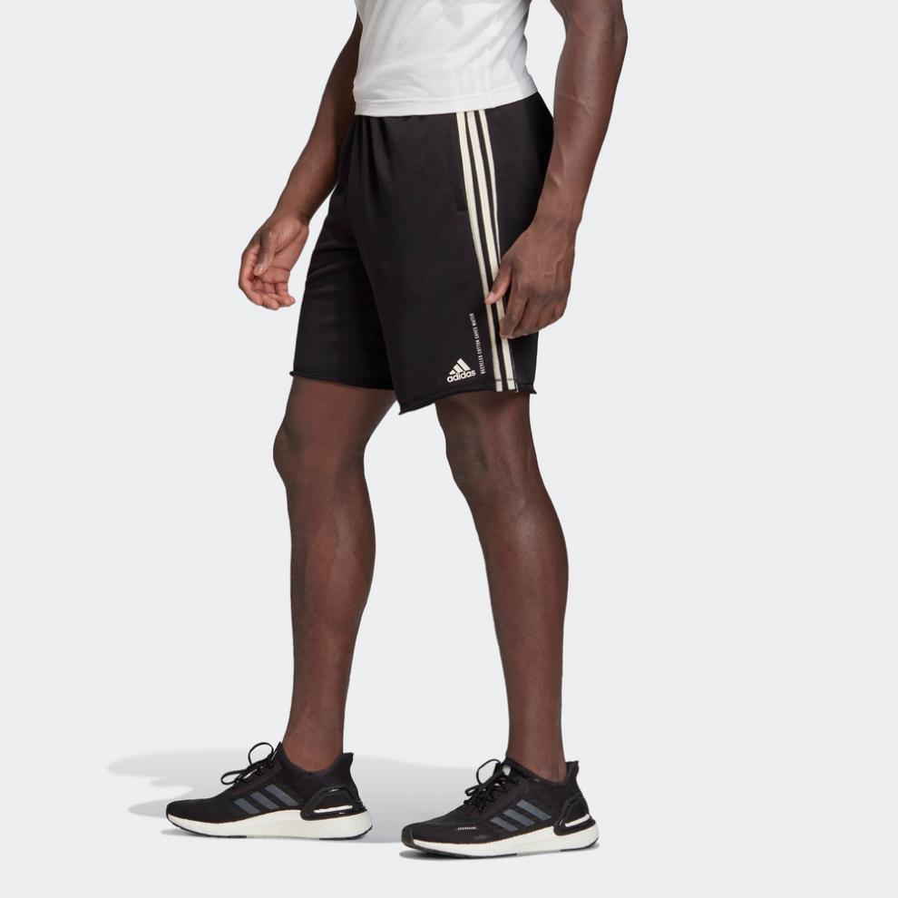 Adidas Three Stripe Drawstring Straight Leg Shorts Men Shorts Black FL4007
