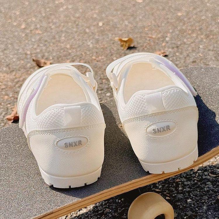 Thin Little White Shoes Women's Breathable Women's Shoes Mesh Hollow Shoes 2025 New Models with Skirts Thick-soled Canvas Sandals Women