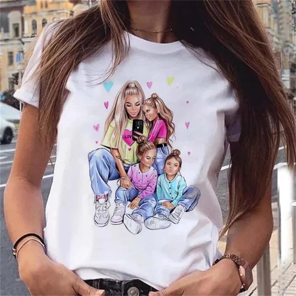 Women TShirt Funny Super Mom Digital 3D Print Fashion Versatile Trend Thin Light Daily Wear Harajuku Short Sleeve Leisure Summer