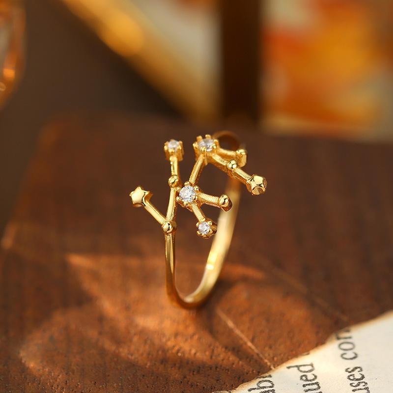 Banyan Tree S925 Silver Zodiac Constellation Ring - Women's Summer Simple Birthday Jewelry